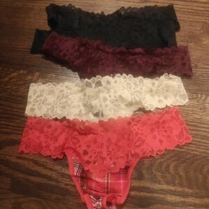 Victoria's Secret Black and Red Lace Panties